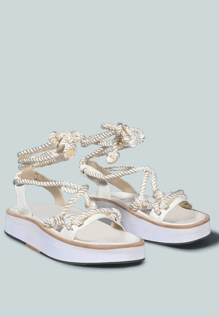Kendall Strings Platform Leather Sandal - Tigbul's Variety Fashion Shop