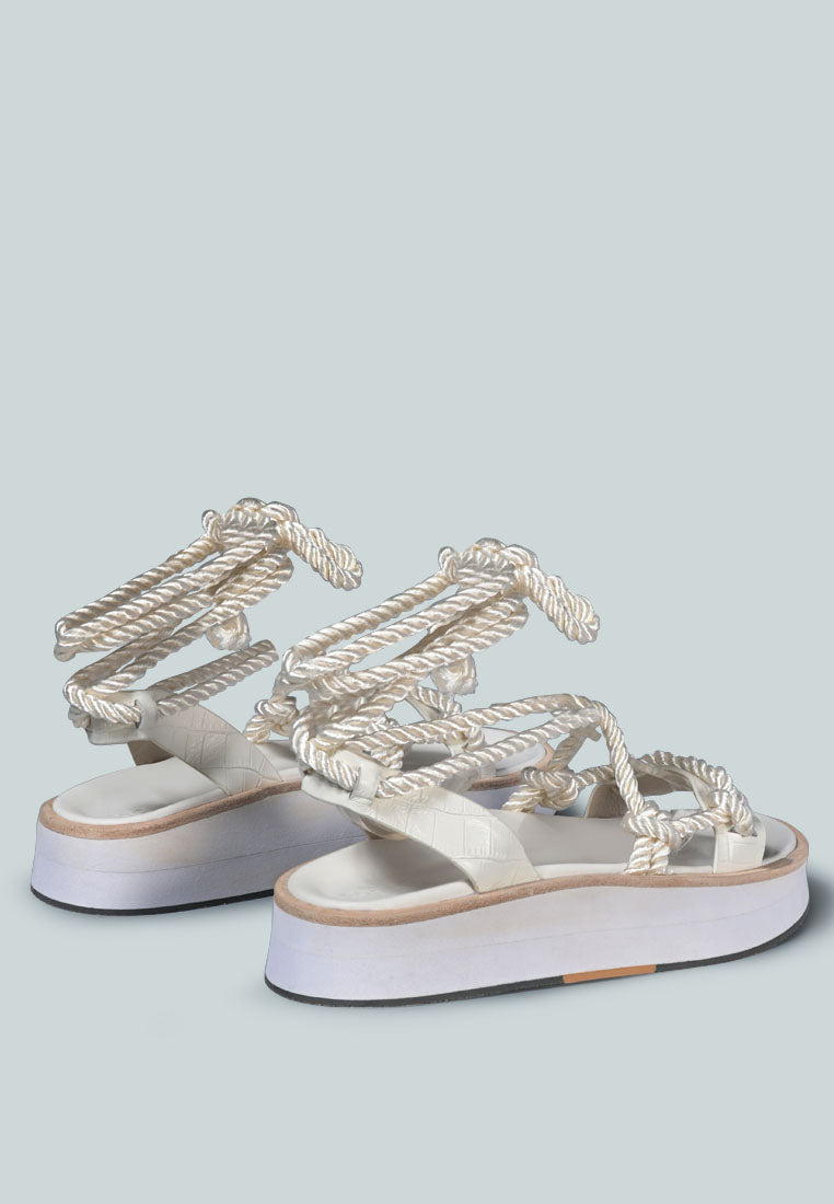 Kendall Strings Platform Leather Sandal - Tigbul's Variety Fashion Shop
