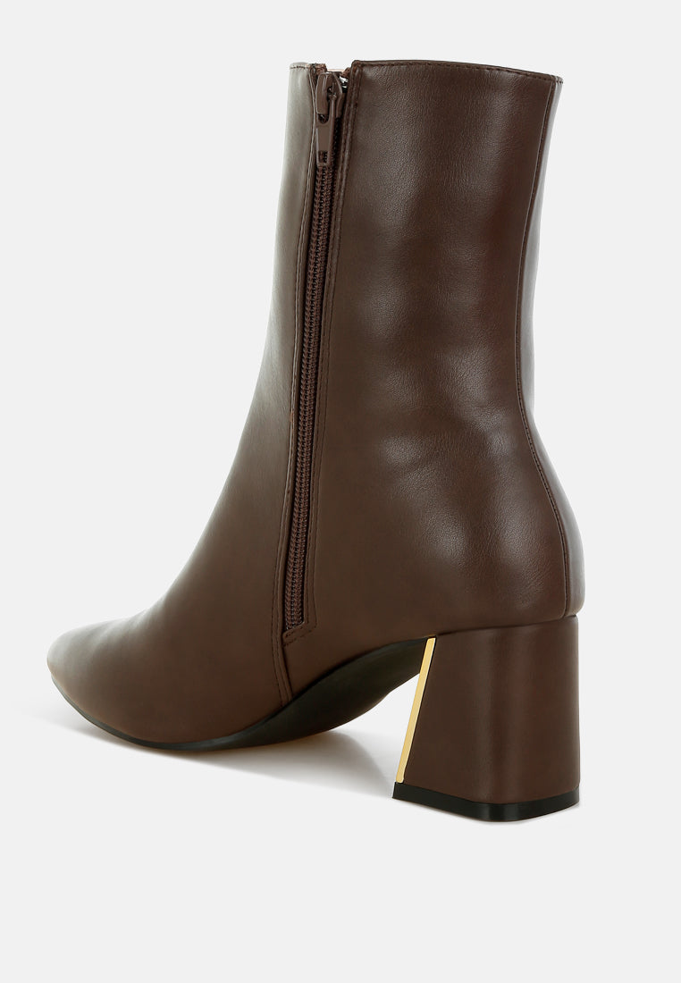 Kaira Metallic Accent Heel High Ankle Boots