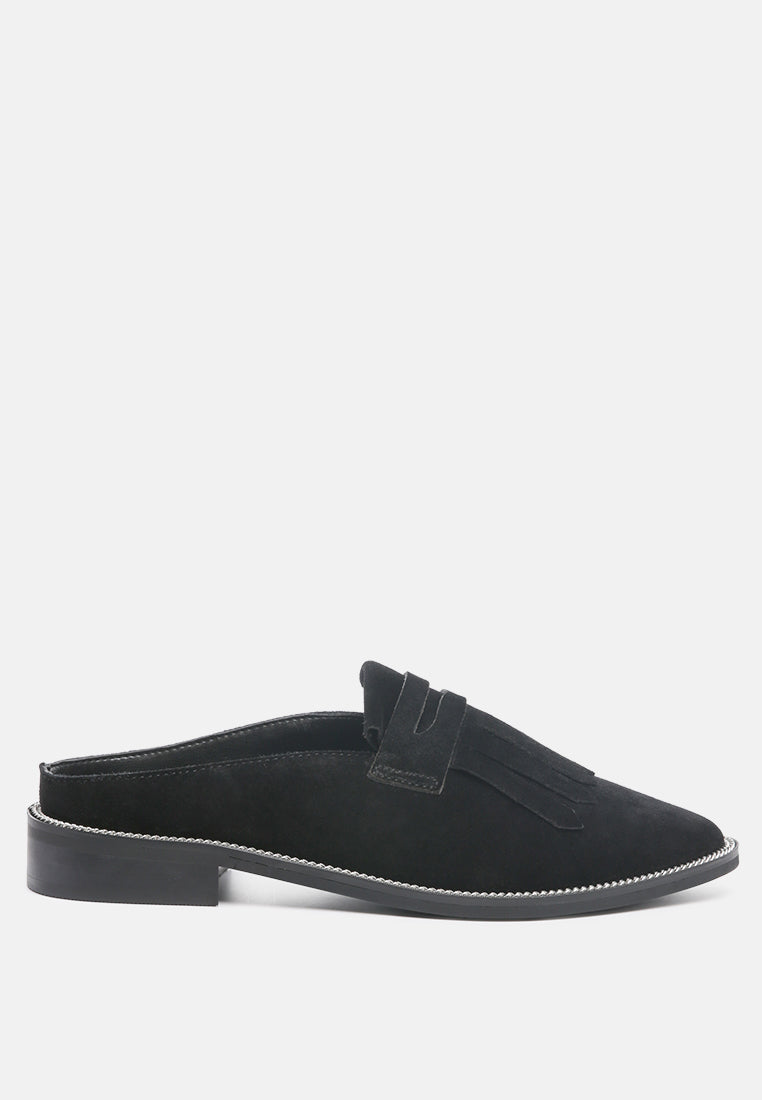 Lena Suede Walking Loafer Mules - Tigbul's Variety Fashion Shop