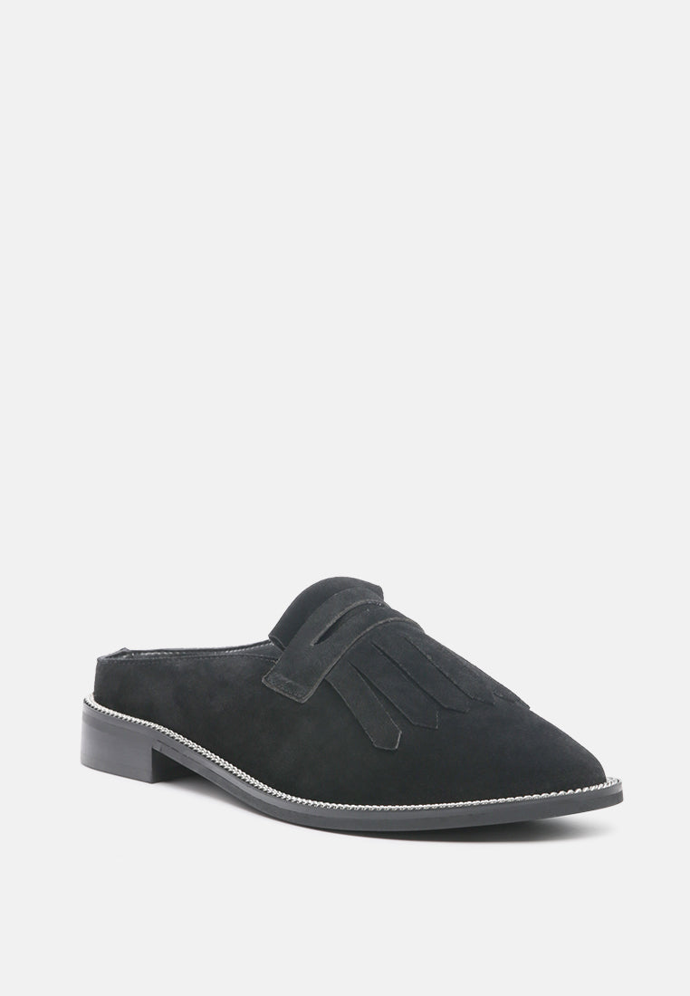 Lena Suede Walking Loafer Mules - Tigbul's Variety Fashion Shop