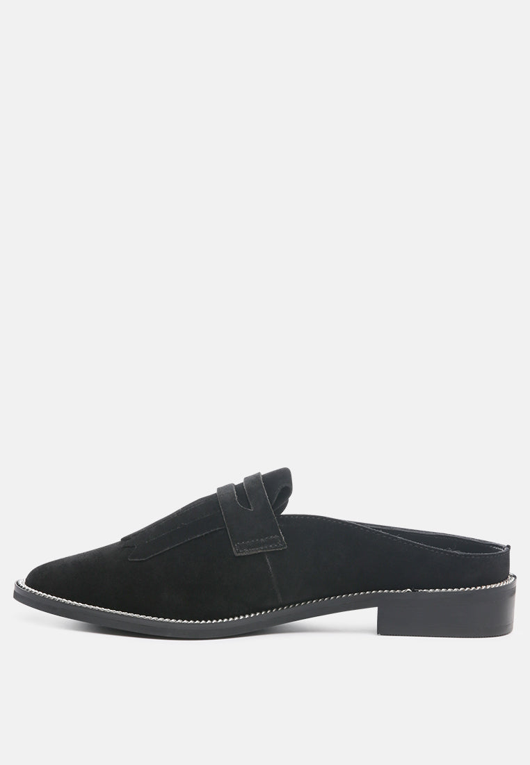 Lena Suede Walking Loafer Mules - Tigbul's Variety Fashion Shop