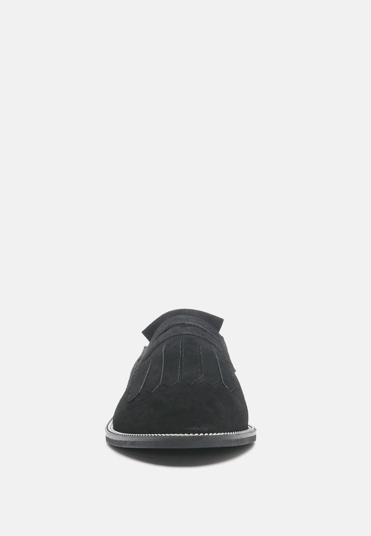 Lena Suede Walking Loafer Mules - Tigbul's Variety Fashion Shop