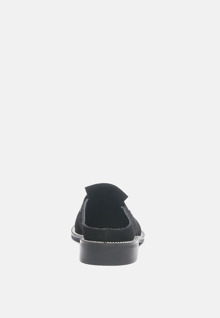 Lena Suede Walking Loafer Mules - Tigbul's Variety Fashion Shop