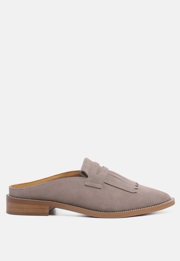 Lena Suede Walking Loafer Mules - Tigbul's Variety Fashion Shop