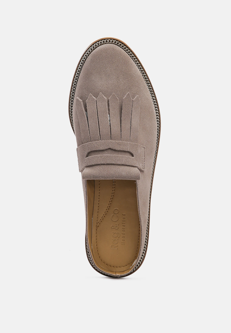 Lena Suede Walking Loafer Mules - Tigbul's Variety Fashion Shop
