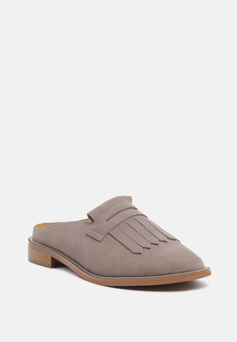 Lena Suede Walking Loafer Mules - Tigbul's Variety Fashion Shop