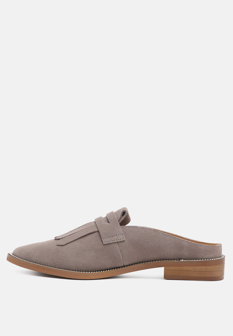 Lena Suede Walking Loafer Mules - Tigbul's Variety Fashion Shop