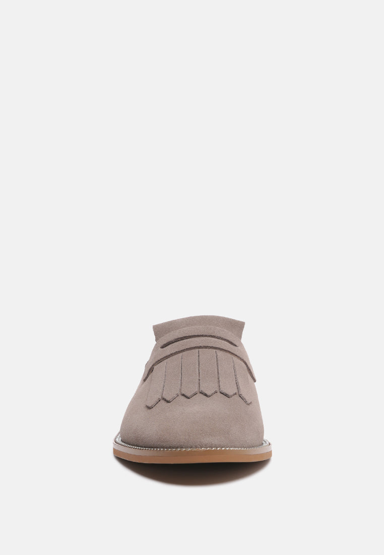 Lena Suede Walking Loafer Mules - Tigbul's Variety Fashion Shop