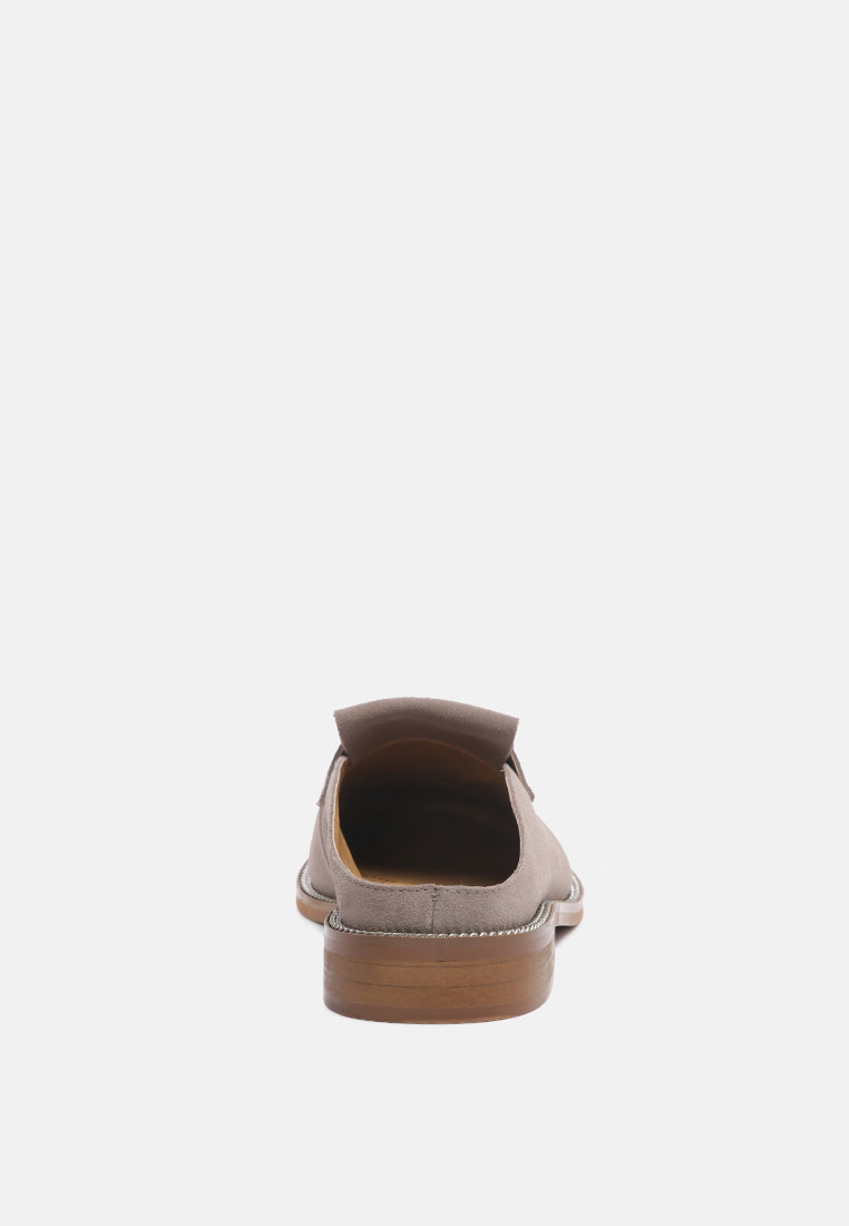 Lena Suede Walking Loafer Mules - Tigbul's Variety Fashion Shop