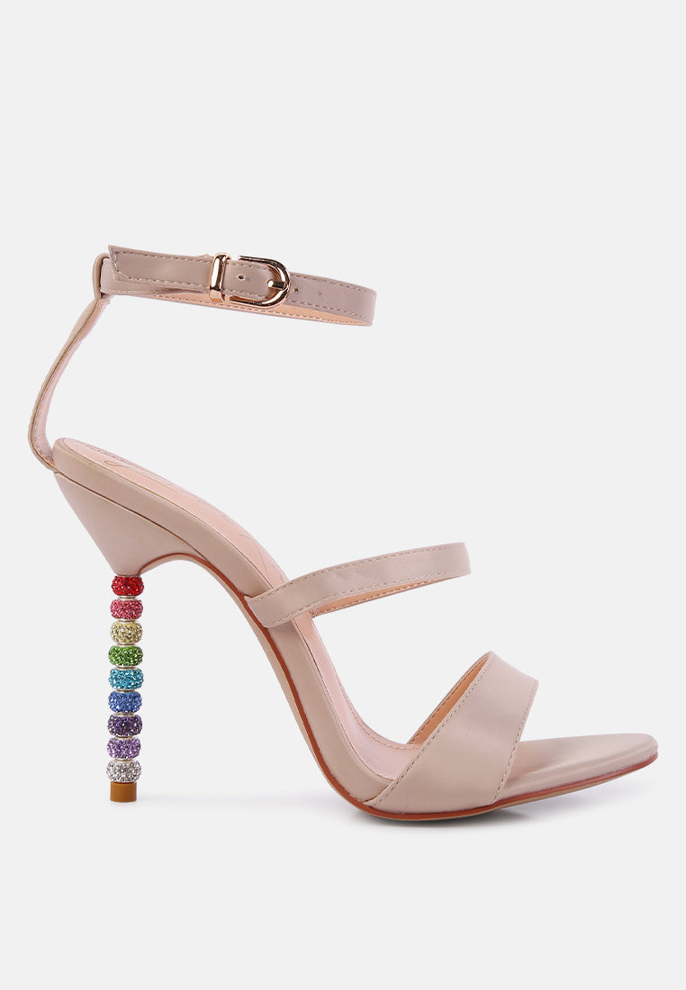 Lawsuit Rhinestone Ball Heel Satin Sandals - Tigbul's Variety Fashion Shop