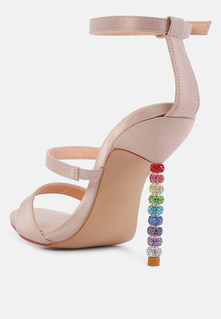 Lawsuit Rhinestone Ball Heel Satin Sandals - Tigbul's Variety Fashion Shop