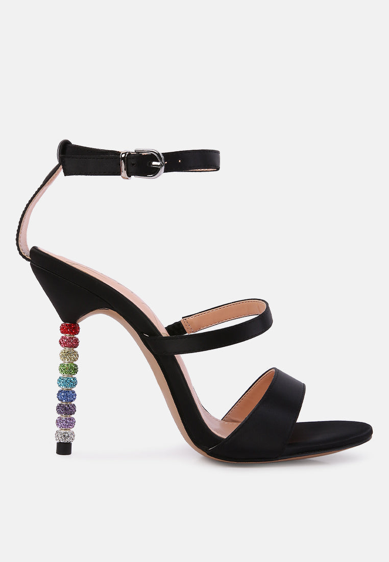 Lawsuit Rhinestone Ball Heel Satin Sandals - Tigbul's Variety Fashion Shop