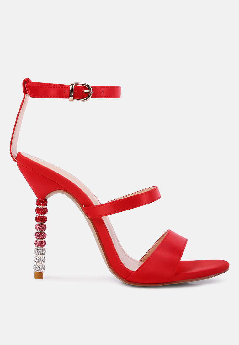 Lawsuit Rhinestone Ball Heel Satin Sandals - Tigbul's Variety Fashion Shop