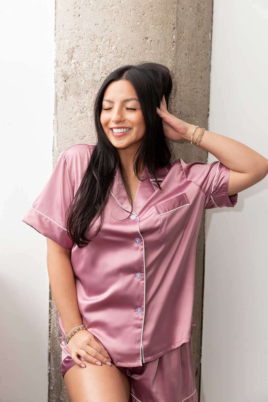 Light Purple Satin Pajamas Shorts Set - Tigbul's Variety Fashion Shop