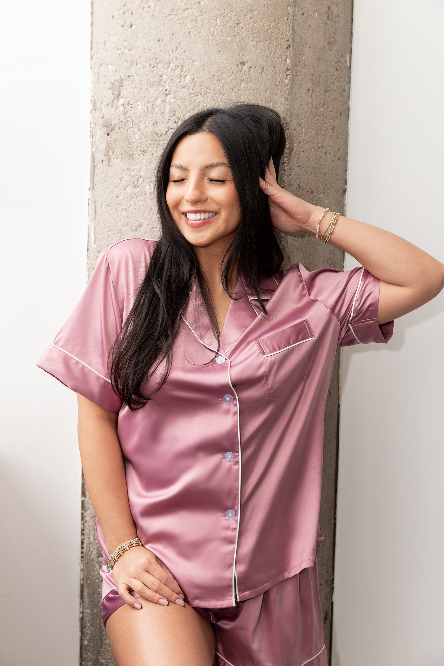 Light Purple Satin Pajamas Shorts Set - Tigbul's Variety Fashion Shop