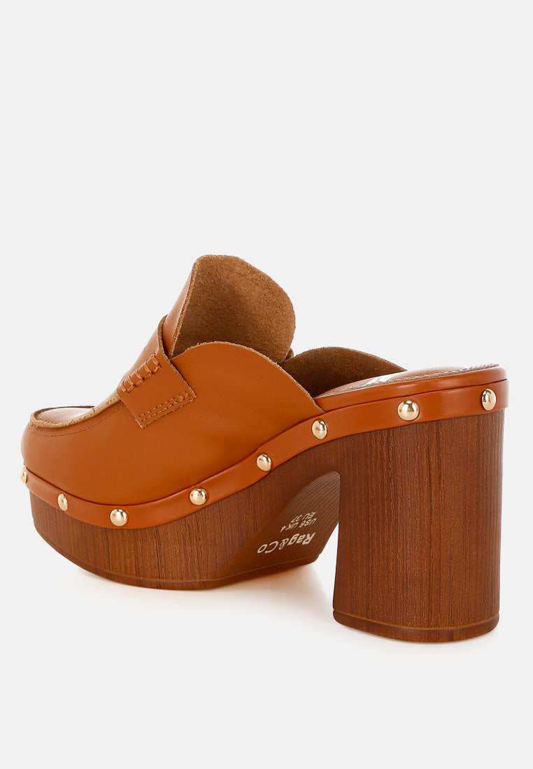Lyrac Recycled Leather Platform Clogs - Tigbul's Variety Fashion Shop