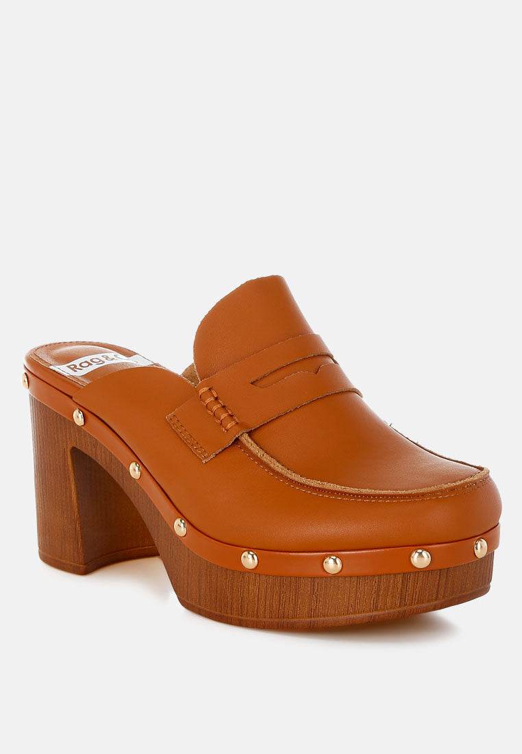 Lyrac Recycled Leather Platform Clogs - Tigbul's Variety Fashion Shop