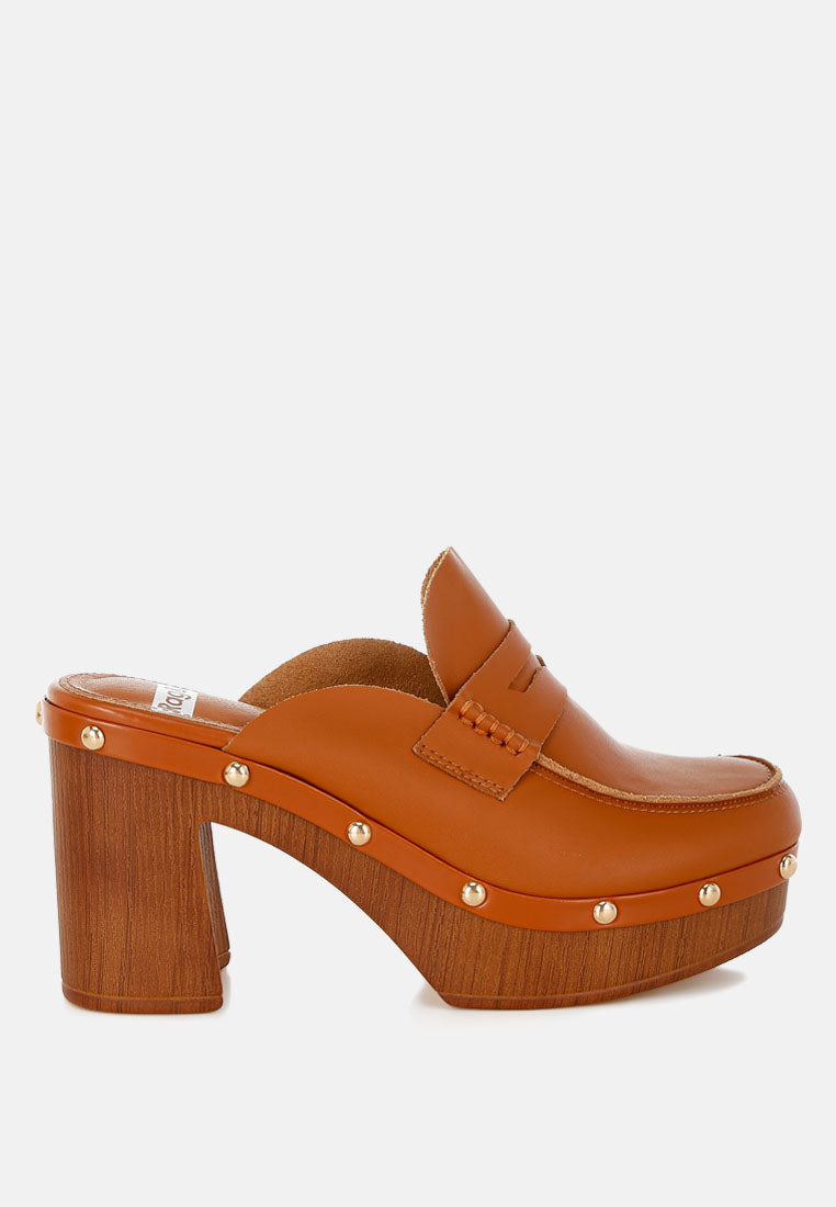 Lyrac Recycled Leather Platform Clogs - Tigbul's Variety Fashion Shop