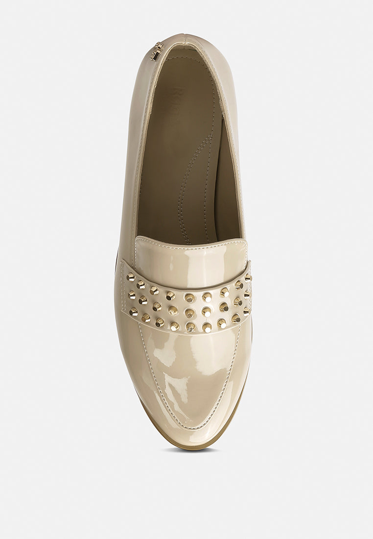 Meanbabe Semicasual Stud Detail Patent Loafers - Tigbul's Variety Fashion Shop