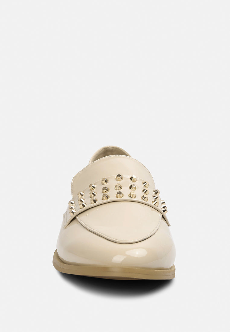 Meanbabe Semicasual Stud Detail Patent Loafers - Tigbul's Variety Fashion Shop