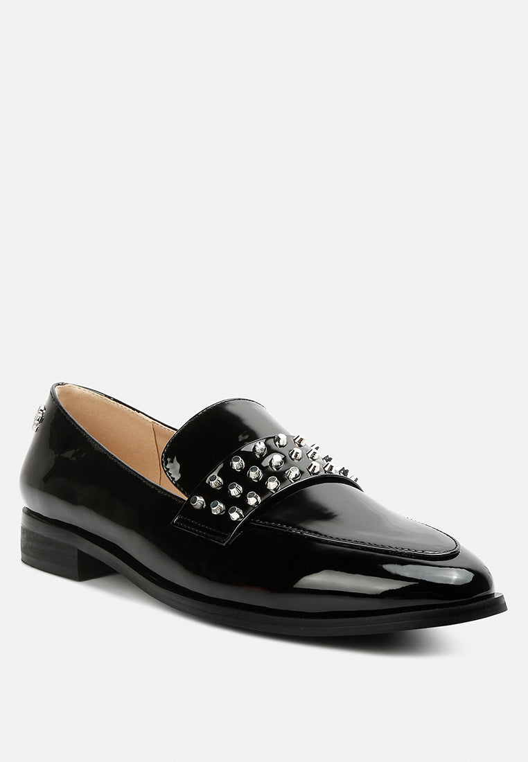 Meanbabe Semicasual Stud Detail Patent Loafers - Tigbul's Variety Fashion Shop