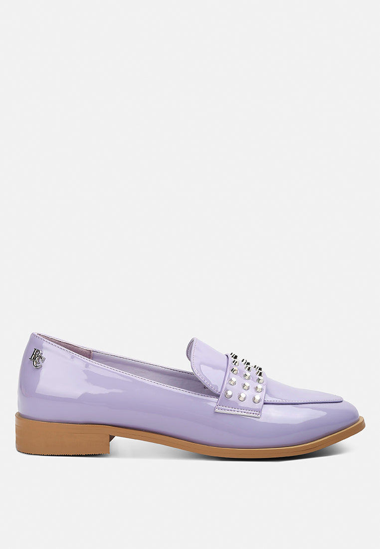 Meanbabe Semicasual Stud Detail Patent Loafers - Tigbul's Variety Fashion Shop