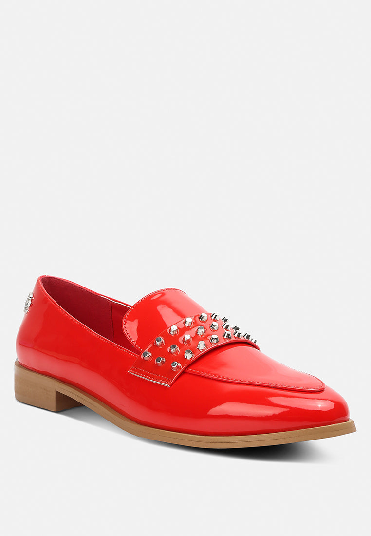 Meanbabe Semicasual Stud Detail Patent Loafers - Tigbul's Variety Fashion Shop