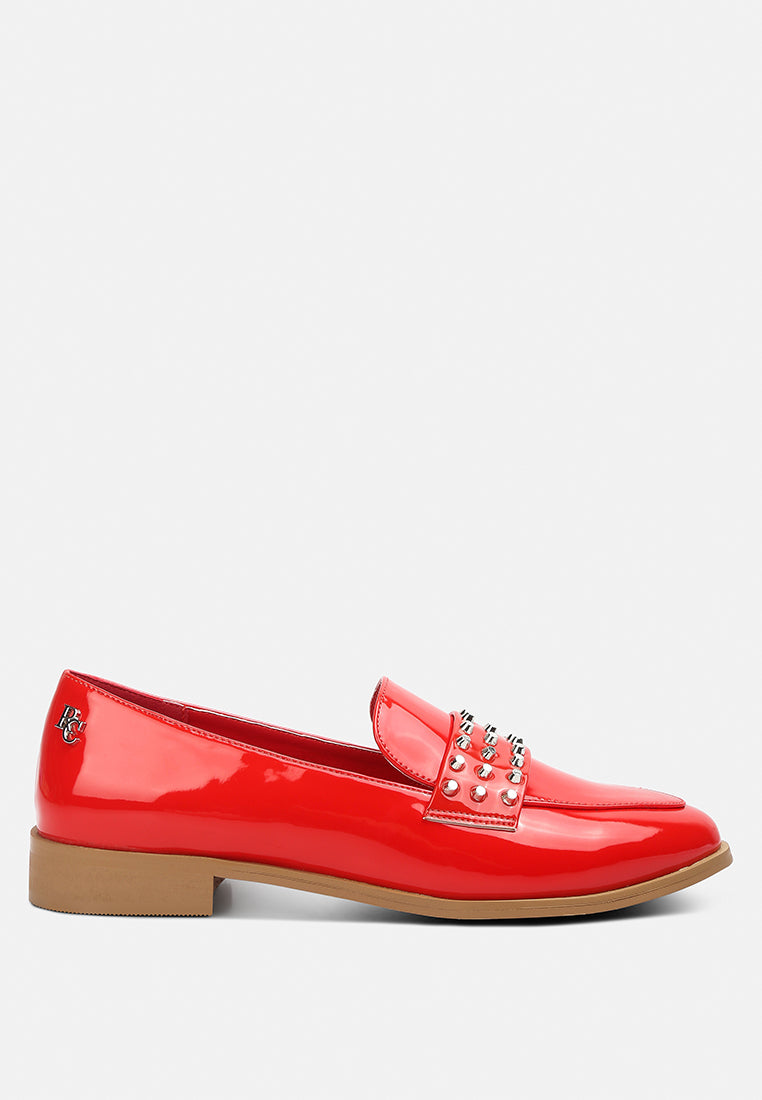 Meanbabe Semicasual Stud Detail Patent Loafers - Tigbul's Variety Fashion Shop