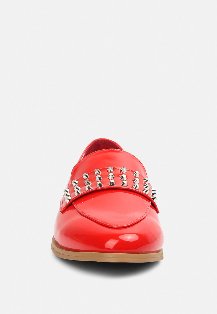 Meanbabe Semicasual Stud Detail Patent Loafers - Tigbul's Variety Fashion Shop