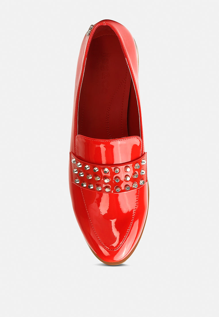 Meanbabe Semicasual Stud Detail Patent Loafers - Tigbul's Variety Fashion Shop