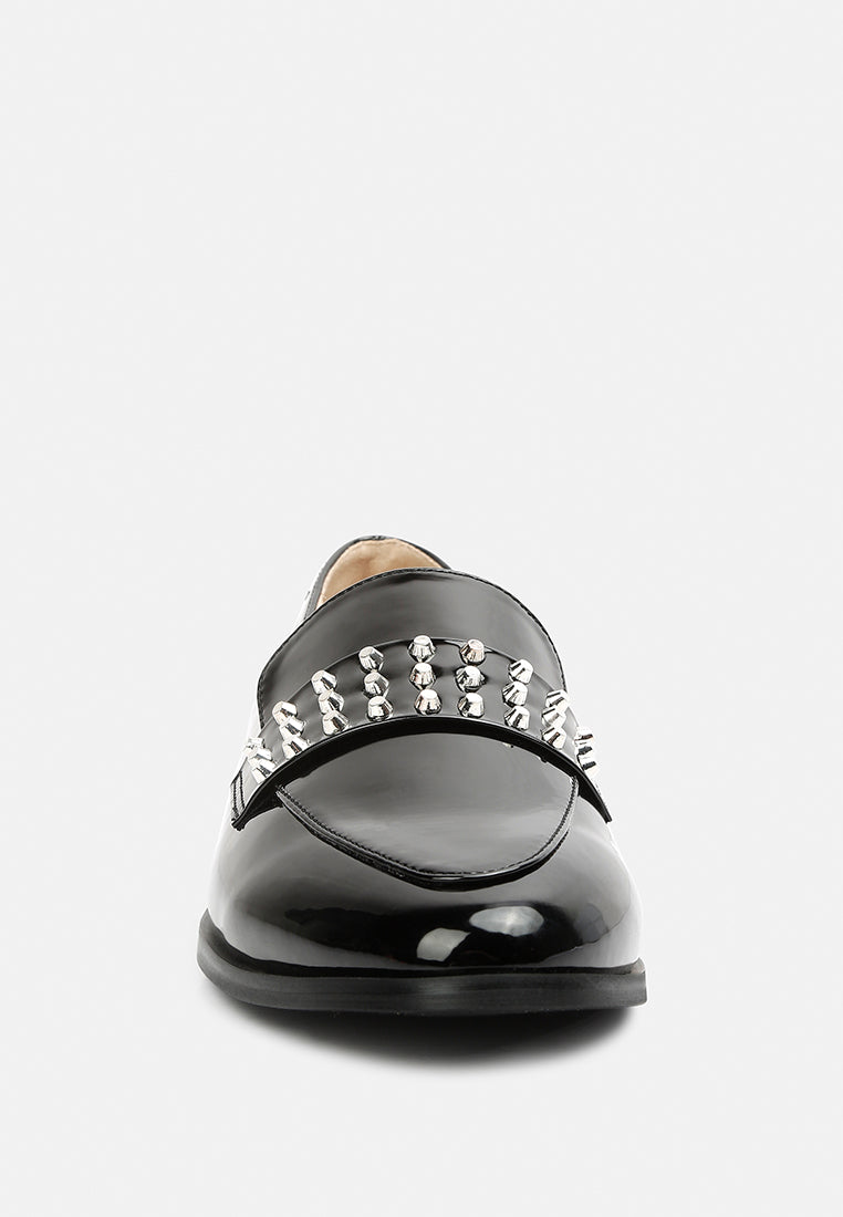 Meanbabe Semicasual Stud Detail Patent Loafers - Tigbul's Variety Fashion Shop