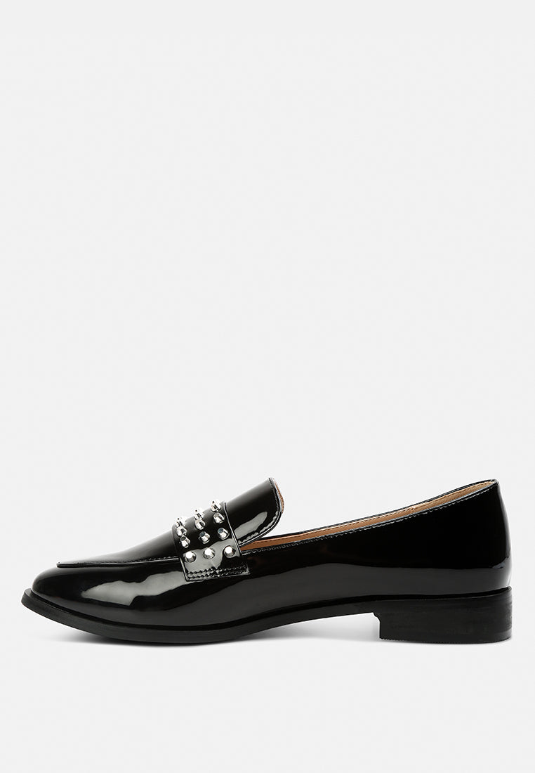Meanbabe Semicasual Stud Detail Patent Loafers - Tigbul's Variety Fashion Shop