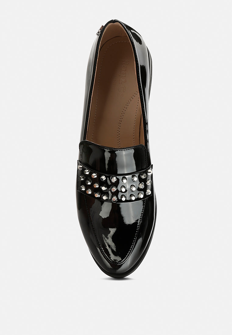 Meanbabe Semicasual Stud Detail Patent Loafers - Tigbul's Variety Fashion Shop