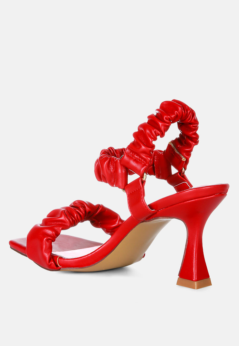 Merker Ruched Spool Heel Casual Sandals - Tigbul's Variety Fashion Shop