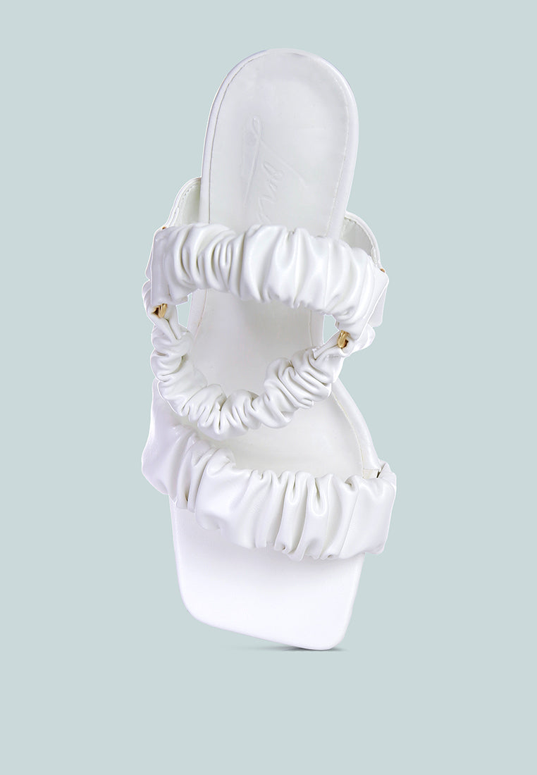 Merker Ruched Spool Heel Casual Sandals - Tigbul's Variety Fashion Shop