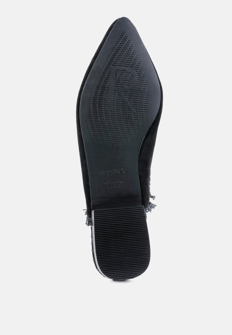 Molly Frayed Leather Mules - Tigbul's Variety Fashion Shop