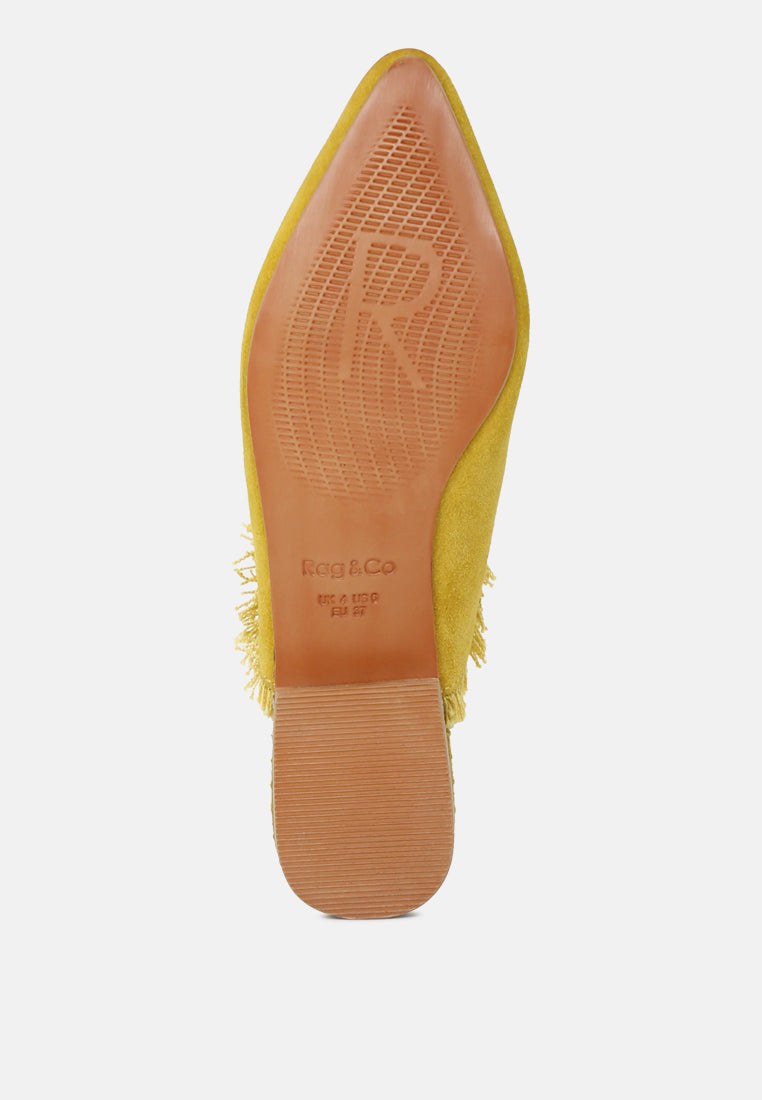 Molly Frayed Leather Mules - Tigbul's Variety Fashion Shop