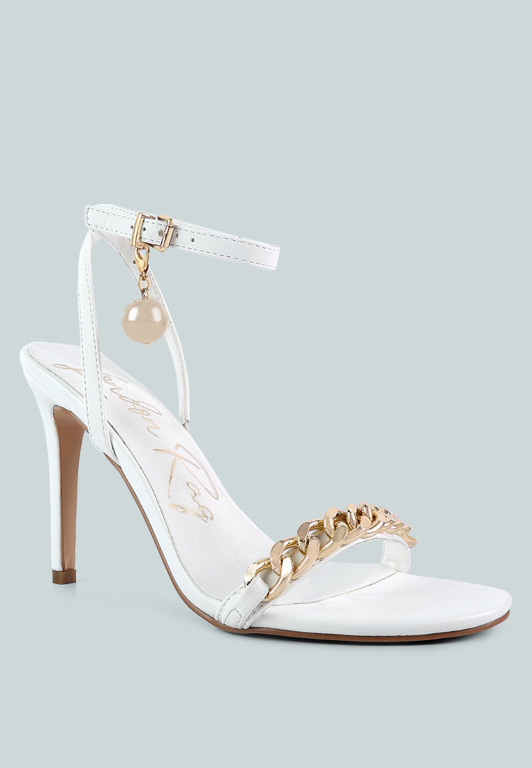 Mooning Metal Chain Strap Stiletto Sandals - Tigbul's Variety Fashion Shop