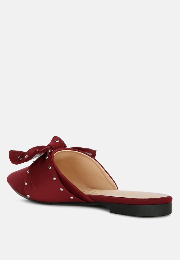 Makeover Studded Bow Flat Mules - Tigbul's Variety Fashion Shop