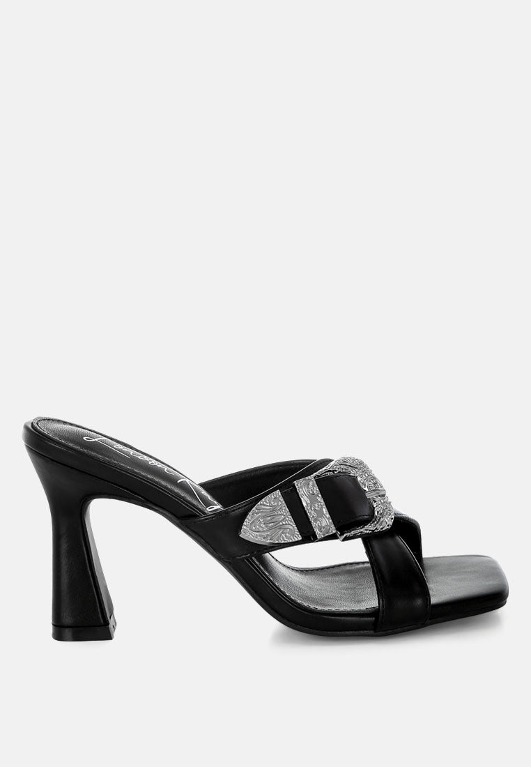 Mohaya Engraved Metallic Buckle Sandals - Tigbul's Variety Fashion Shop