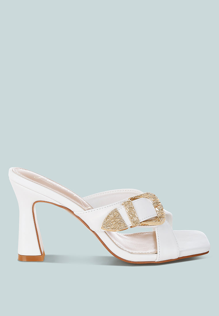 Mohaya Engraved Metallic Buckle Sandals - Tigbul's Variety Fashion Shop