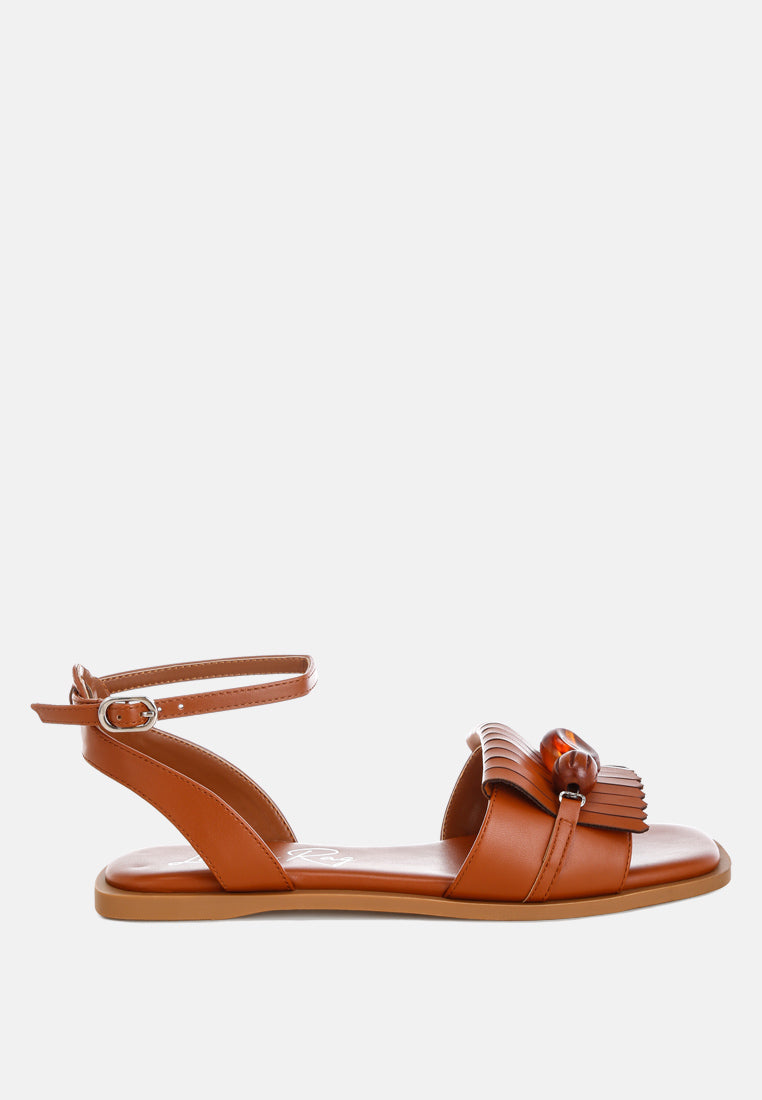 Morgine Beaded Flat Sandals - Tigbul's Variety Fashion Shop