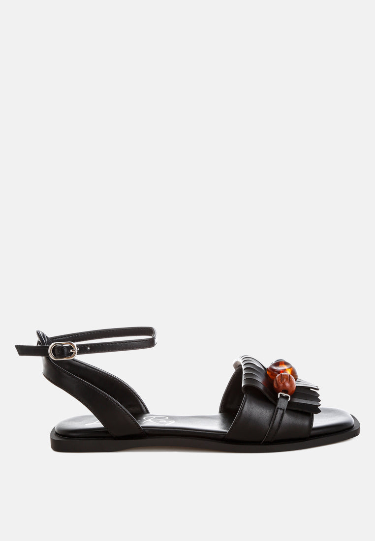 Morgine Beaded Flat Sandals - Tigbul's Variety Fashion Shop