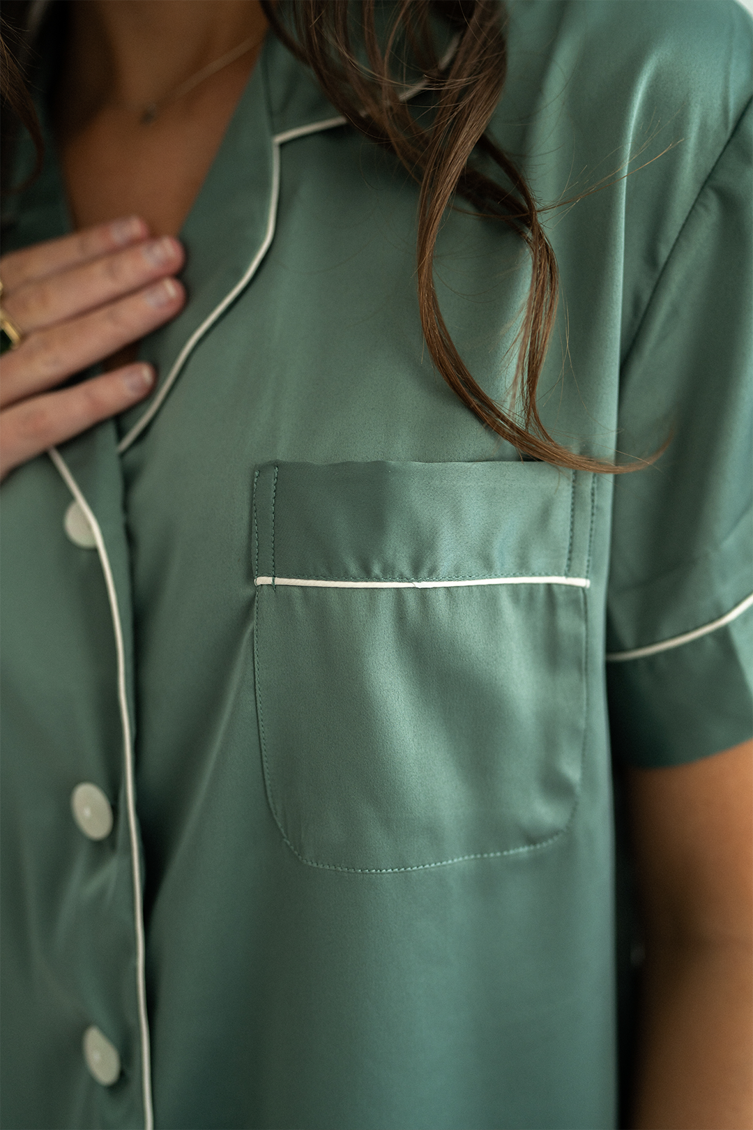 Eucalyptus Green Satin Pajamas Shorts Set - Tigbul's Variety Fashion Shop