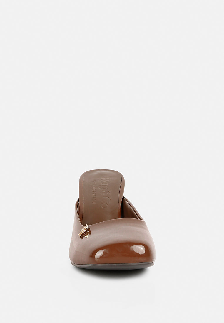 Neoplast Patent Pu Block Heeled Mules - Tigbul's Variety Fashion Shop