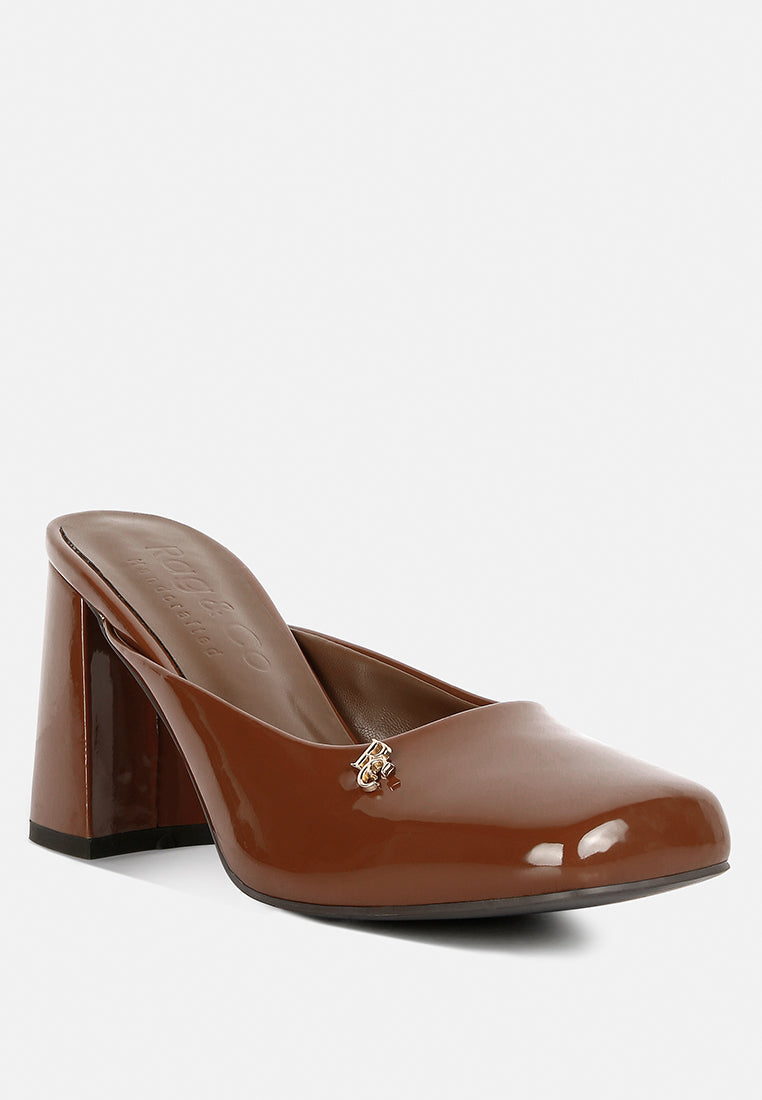 Neoplast Patent Pu Block Heeled Mules - Tigbul's Variety Fashion Shop