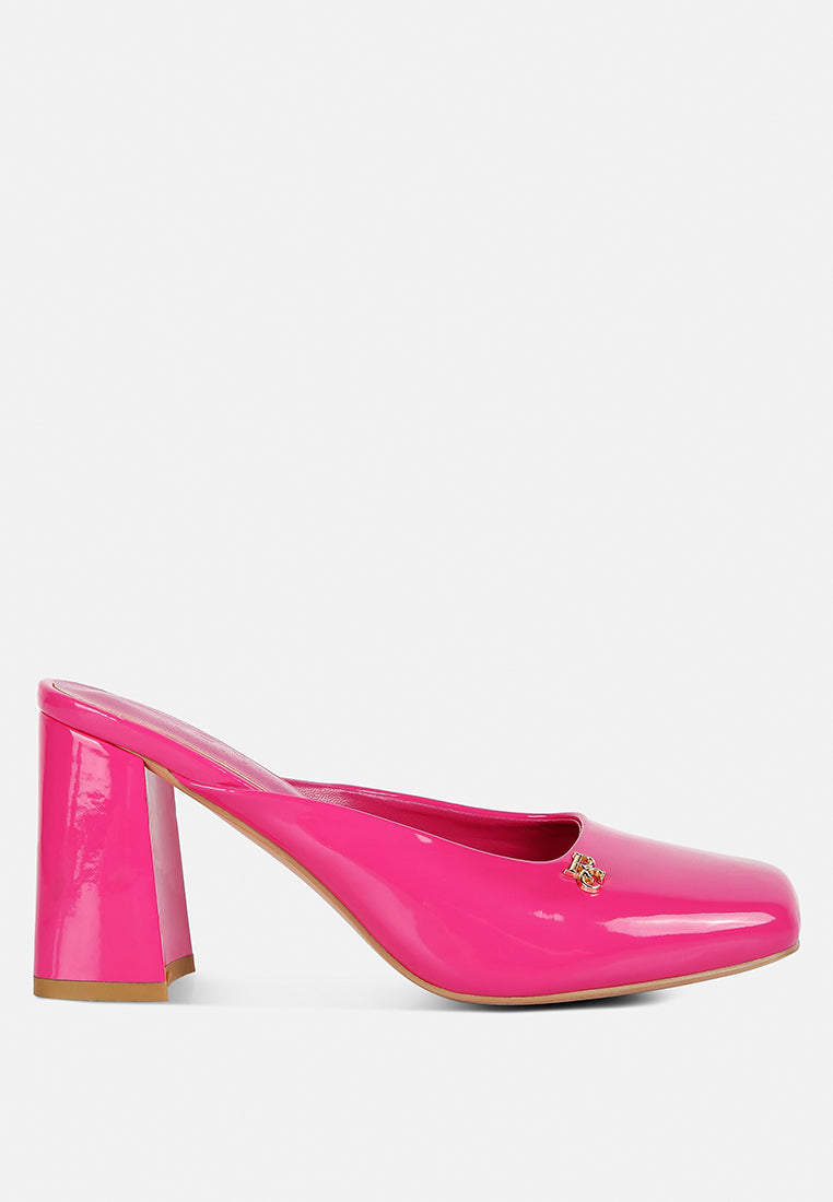 Neoplast Patent Pu Block Heeled Mules - Tigbul's Variety Fashion Shop