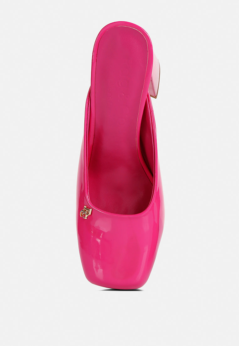 Neoplast Patent Pu Block Heeled Mules - Tigbul's Variety Fashion Shop