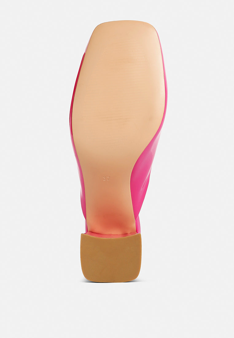Neoplast Patent Pu Block Heeled Mules - Tigbul's Variety Fashion Shop